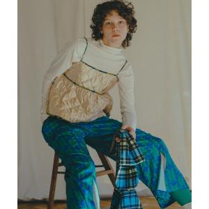 パンツ 「moyan ecri」総柄プリント スリット ワイドパンツlucky charm print pants レディース