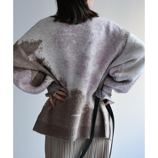 カーディガン ニュアンス柄 ジャガードニットカーディガン レディース