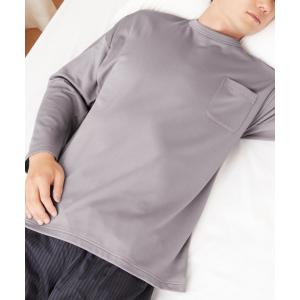パジャマ kaimin support/快眠サポート 寝返りしやすいドロップショルダー長袖Tシャツ「寝るT」 メンズ