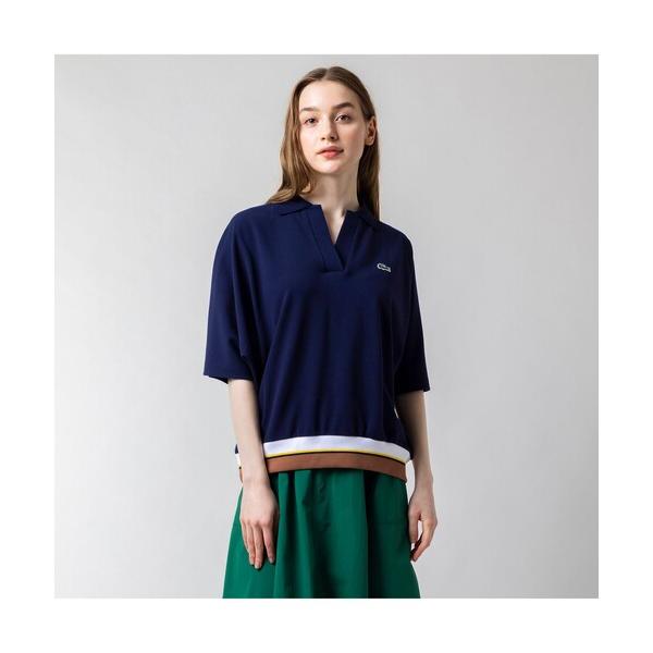 「LACOSTE」 半袖ポロシャツ 38 ネイビー レディース