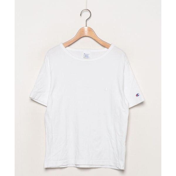 「Champion」 刺繍半袖Tシャツ - ホワイト メンズ