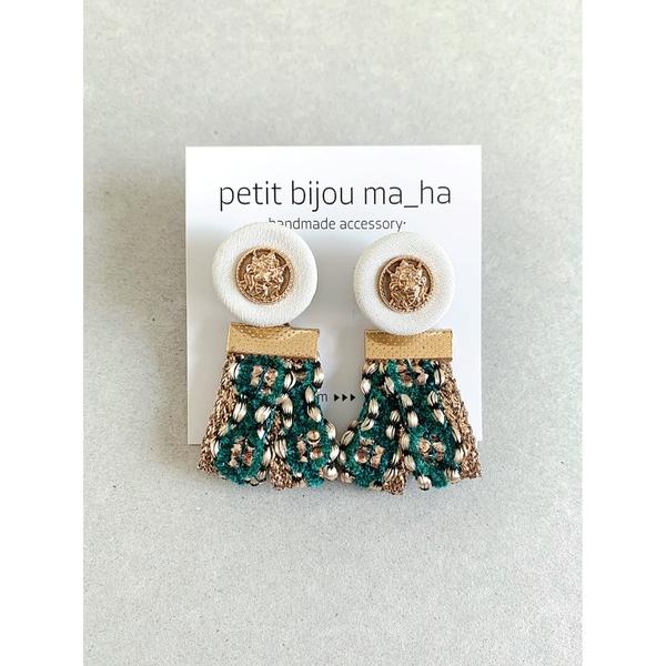 ピアス レディース petit bijou_ma_ha/アンティークボタン×タッセル2WAYピアス