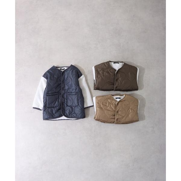 ノーカラーコート アウター ミリタリー キルティングノーカラーコート KIDS キッズ 子供服 男の...