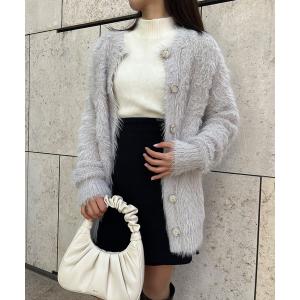 カーディガン シャギーニットカーディガン レディース