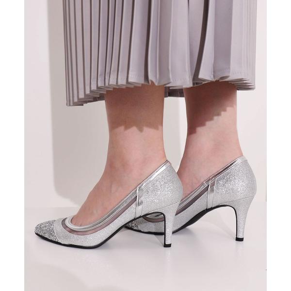 パンプス グリッターチュールパンプス