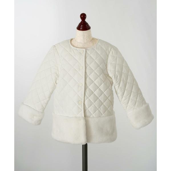 ノーカラーコート アウター エコファー ヘム キルティング キッズ コート HUIT キッズ 子供服...