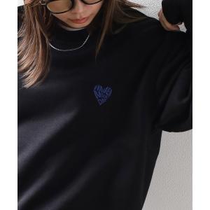 トレーナー スウェット 「82」ハートワンポイント サガラ刺繍 裏起毛