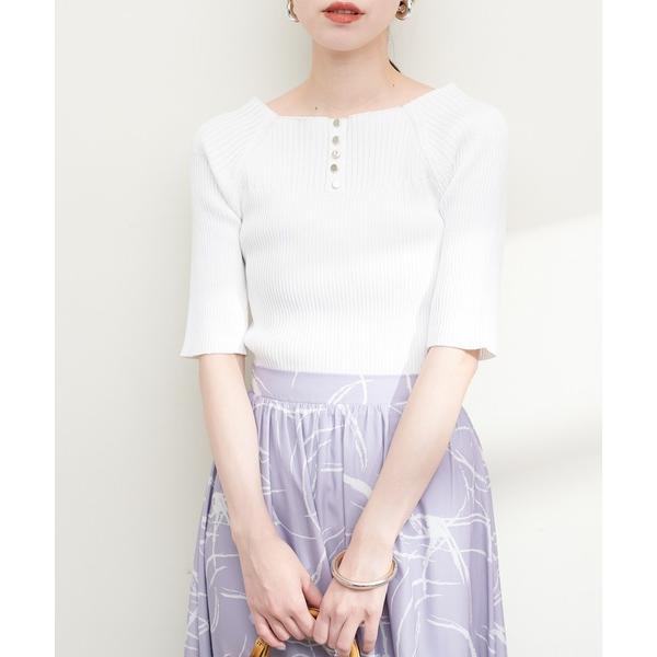 「natural couture」 半袖ニット FREE オフホワイト レディース