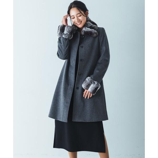 コート アウター 「Filomo」カシミヤ100%チンチラトリムコート レディース