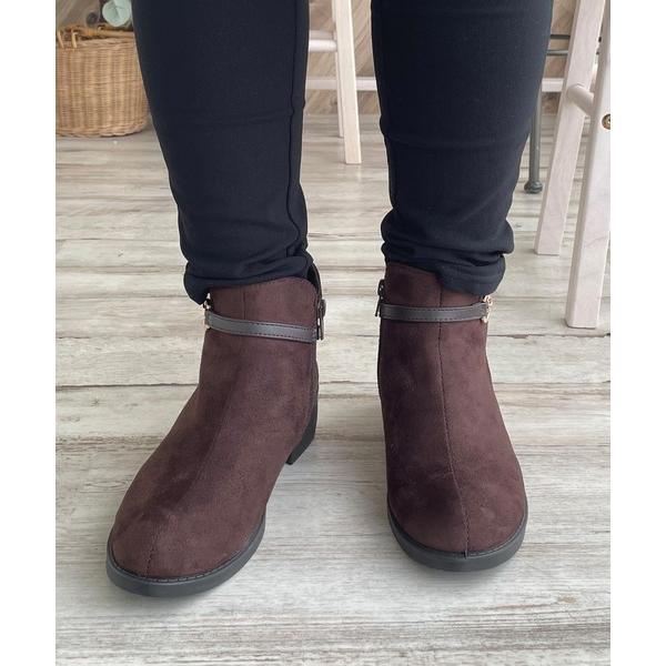 ブーツ 「adottona/アドット」ビットつきサイドファスナーショートブーツ「軽量」 レディース