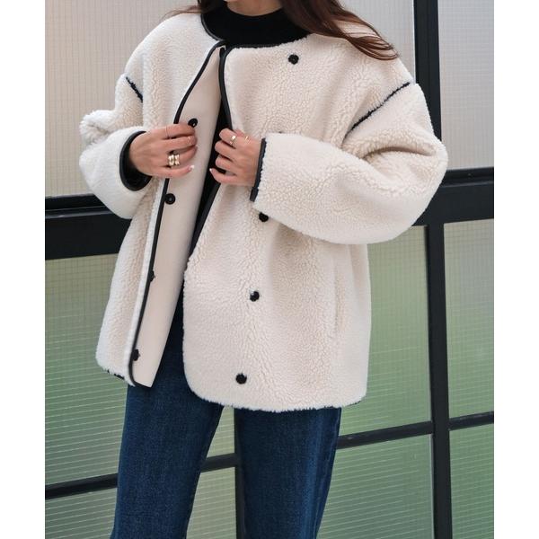 ブルゾン アウター ボアミドルブルゾン レディース