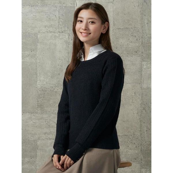 ニット セーター イタリー糸　ミニケーブルニット　オフホワイト/イエロー/サックス/ネイビー/ワイン...