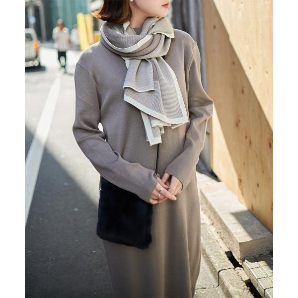 ワンピース マフラー付きニットワンピース