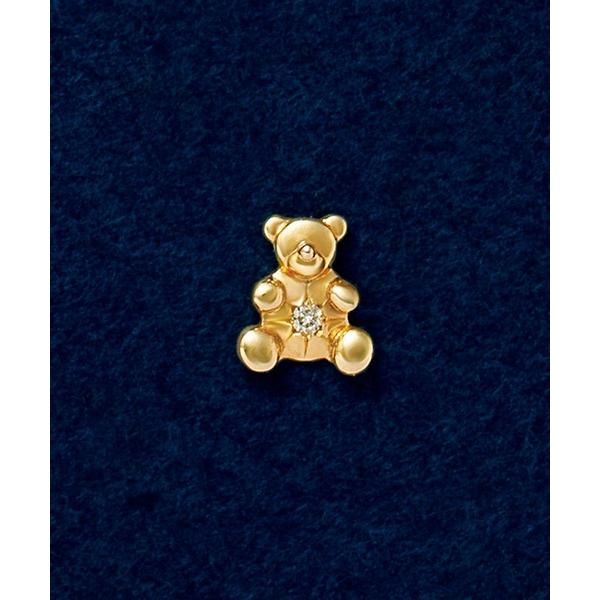 ピアス 「 Solo Pierce」K18・K10　テディベア ワンポイントハーフピアス レディース