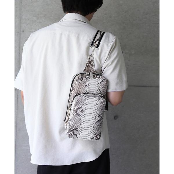 ウエストポーチ ダイヤモンドパイソンレザーボディバッグ大容量 メンズ レディース