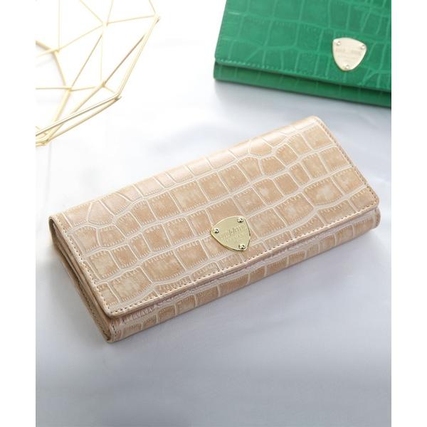 財布 「GOLD PFEIL」クロコ型押しフラップ長財布 レディース
