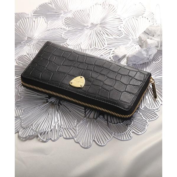 財布 「GOLD PFEIL」クロコ型押し長財布ラウンドファスナー レディース