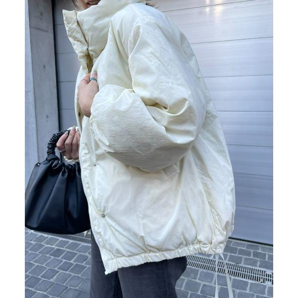 ダウンコート ダウンジャケット スタンドカラーブルゾン/ワッシャーボリュームジャケット レディース