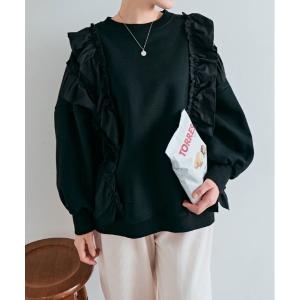 トレーナー スウェット 裏起毛 ラッフル スウェット プルオーバー レディース