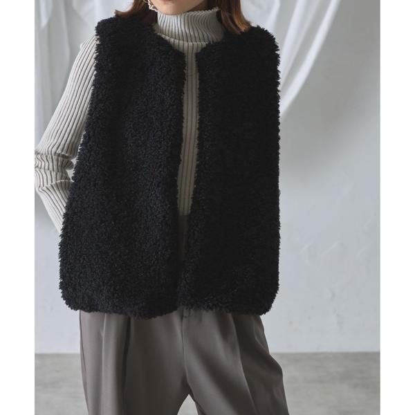 ベスト ジレ もこもこフェイクファーベスト レディース