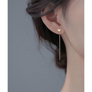 ピアス オールシルバー925 　ハートチェーンピアス レディース