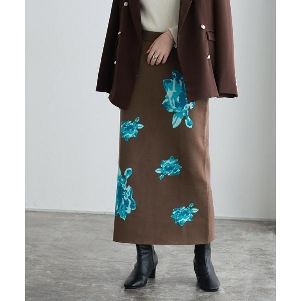 スカート 花柄ジャカードスカート