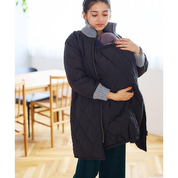 マタニティ バイカラー キルト中わたママコート＆ベビー「マタニティ＆授乳服）妊婦服 産前・産後対応