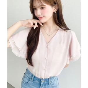 ブラウス シャツ 夏 半袖 シフォンジョーゼット...の商品画像