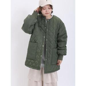 レディース ジャケット ブルゾン 中綿キルティングクルーネックブルゾン