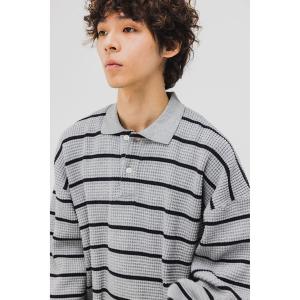 ポロシャツ メンズ BEAMS / ボーダーワッフル ポロスウェット｜ZOZOTOWN Yahoo!店