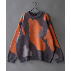 ニット abstract pattern jacquard knitting crew neck sweater/抽象柄 ジャガード ニット クルーネ