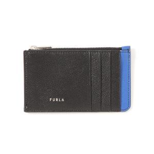 「FURLA」 カードケース ONE SIZE ブラック×ブルー メンズ