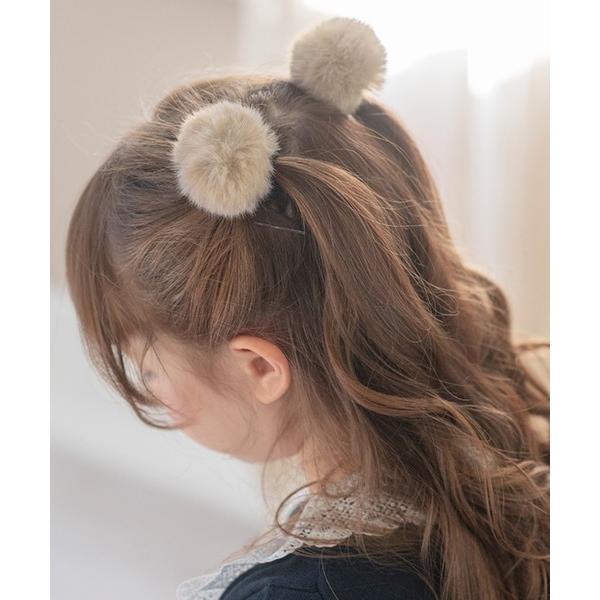 ヘアゴム ポンポンファーヘアゴム　2個セット