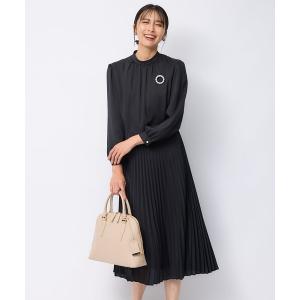 今季　23区　コンパクトライトクロス ピンタック ワンピース　黒　25SS 23区（ニジュウサンク） ワンピース 「洗える」コンパクトライトクロス