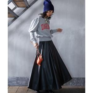 ロング スカート フェイクレザータックフレアマキ...の商品画像