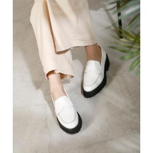 ローファー 「本革/厚底/5.1cm」厚底ローファー レディース