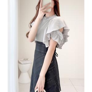 ワンピース 「mily bilet」愛されポイントでロックオン 着映え確定♪ダブルフリル袖チェックレースドッキングワンピース