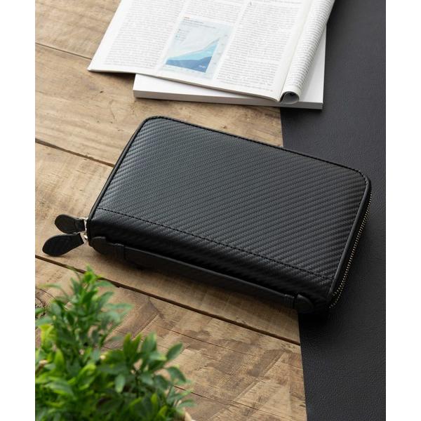ハンドバッグ 「専用ギフトBOX付き」牛革 カーボンレザー ダブルファスナー セカンドバッグ 財布
