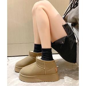 ブーツ 厚底ショートムートンブーツ レディース