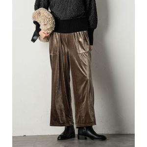 スラックス パンツ グロスベロアワイドパンツ「手洗い可能」 レディース