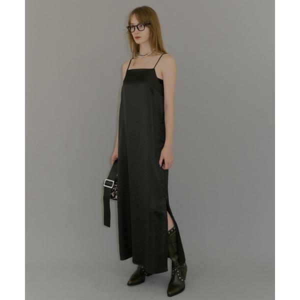 ワンピース Fastener slit satin dress/ファスナースリットサテンドレス