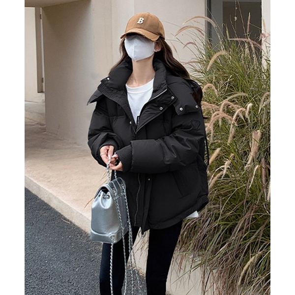 ダウンコート ダウンジャケット 「韓国ファッション冬コーデに」ハートポイントフード付きダウン レディ...