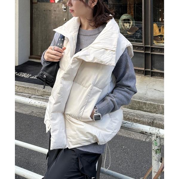 ダウンベスト ベスト 「ボリューム感が可愛い！秋冬コーデに」スタンドカラージップアップダウンベスト ...