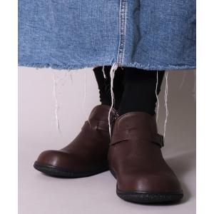 ブーツ (ES)「 Joy Walker Plus 」フェイクレザー ベルト サイドジップ ブーツ レディース