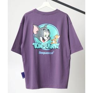 メンズ 「Salong hameu」 半袖Tシャツ「TOM and JERRYコラボ」 L パープル