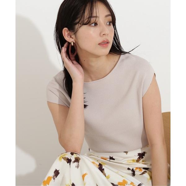 「NATURAL BEAUTY BASIC」 半袖ニット MEDIUM ベージュ レディース