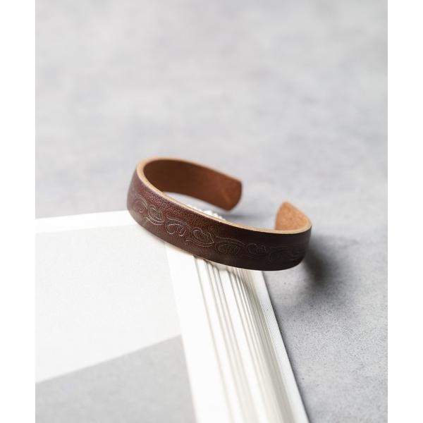 ブレスレット ネイティブデザインフリーサイズレザーバングル レディース メンズ