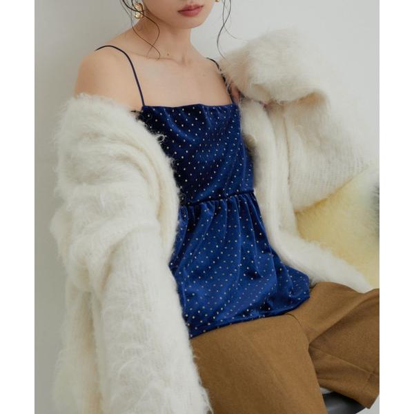 キャミソール 「選べる着丈」ラメドットベロアキャミトップス「洗える」