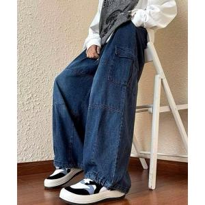 カーゴパンツ 「CANVAS+」デニムワイドカーゴパンツ レディース