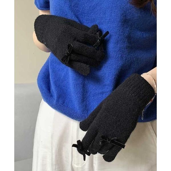 手袋 ribbon accent glove レディース